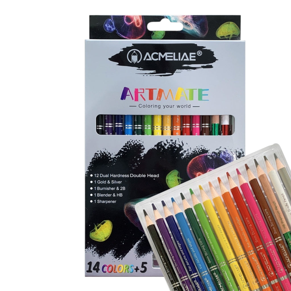 Acmeliae Round Colored Pencils: 14 + 5 - Piece Set with Metallic Pencils