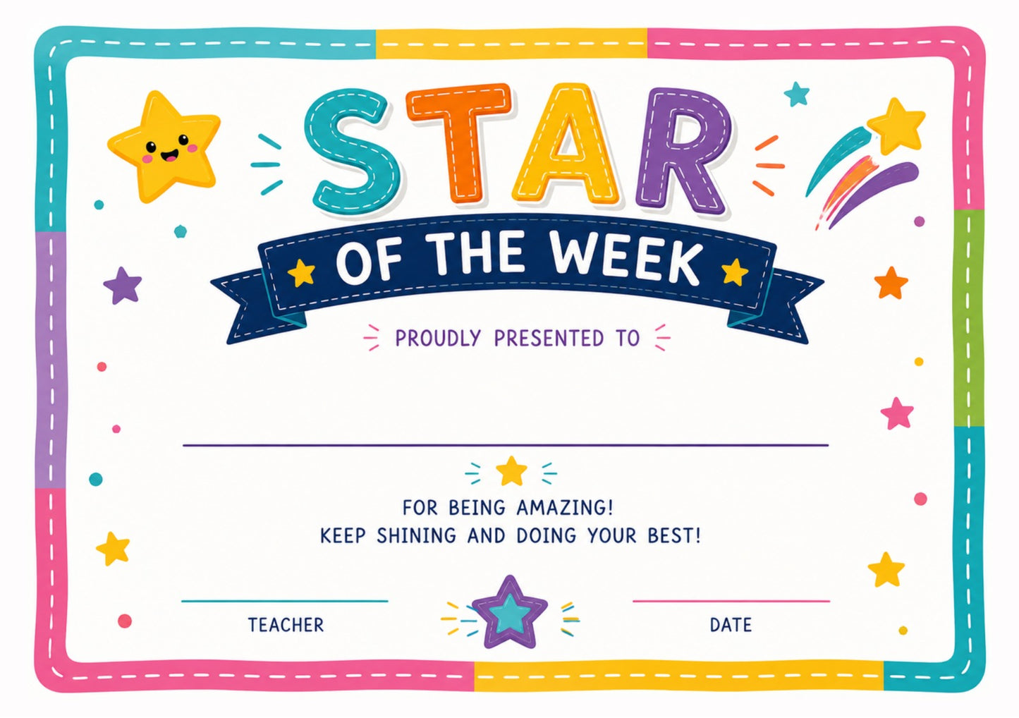 Star Of The Week 2  Certificate - Pack of 20