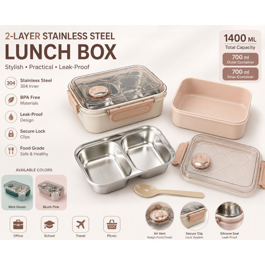 Premium Rectangular Stainless Steel Bento Lunch Box