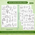 1 set 4 Sheets 29.46x20.83 cm Stick and Stitch Embroidery Patterns Non-woven Fabrics Water Soluble