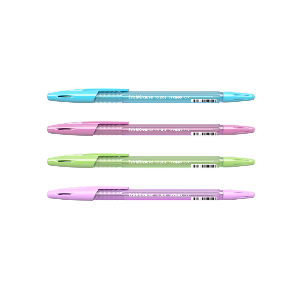Erich Krause Ballpoint Pen 0.7 mm Blue EK R-301 Spring Stick translucent. colored case - 1 Pen