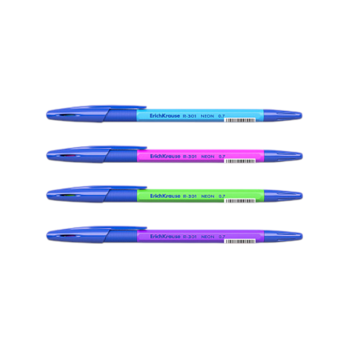 Ballpoint pen Erich Krause R-301 Stick & Grip Neon 0.7 Blue / 1 Pen