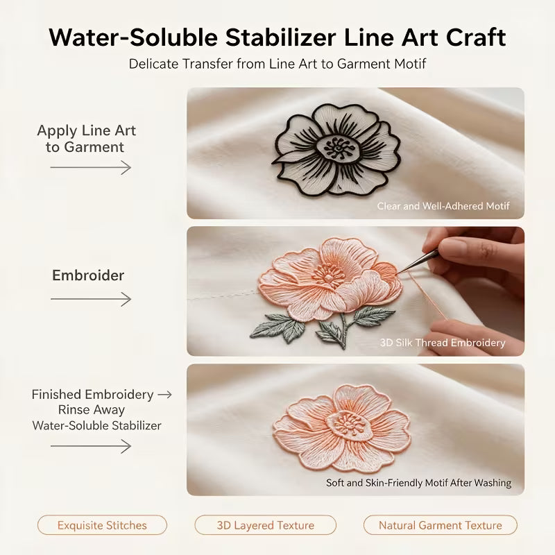 2pcs Fresh Floral Water-Soluble Embroidery Stickers for Beginners