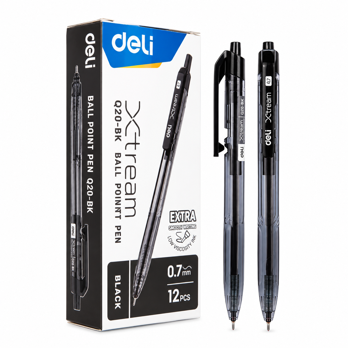 Deli Q46-4BL Ballpoint Pen Set, 4 Pens, 0.7 mm, Blue Ink, Soft Grip (Copy)