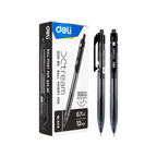 Elite Stationery House Deli Xtream 0.7mm black ballpoint pens in a 12-piece box with ergonomic design