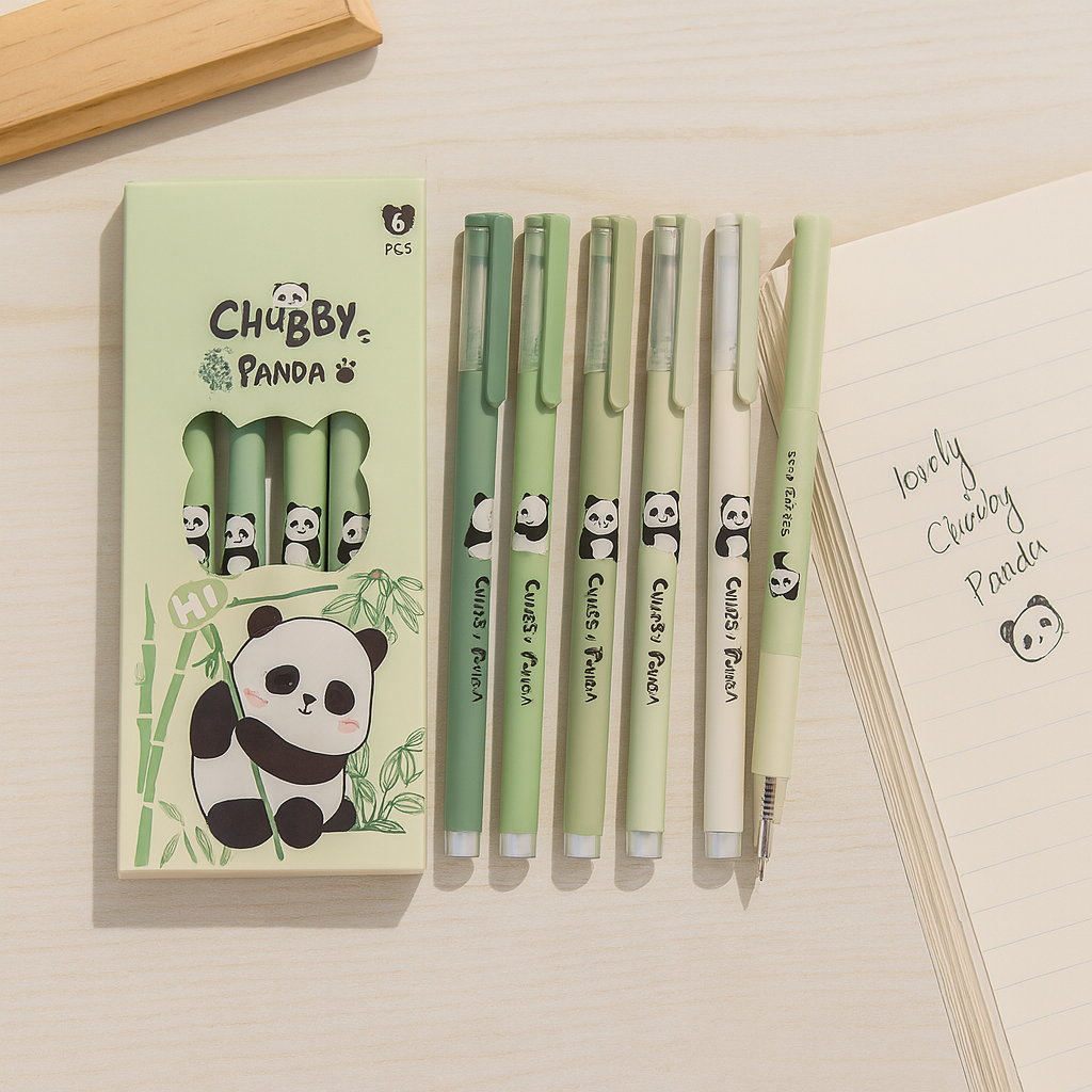 Panda Gel Pen 6 Blue  Pens Set 0.5 mm