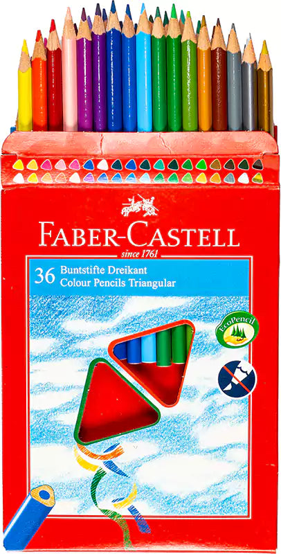 Triangular long wood color set 36 colors Faber-Castell