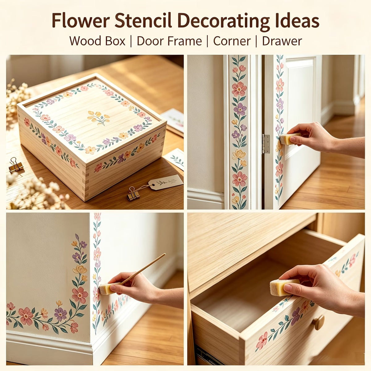 6pcs of Minimalist One Stroke  Floral Line Decoration Combination Templates, (Copy)