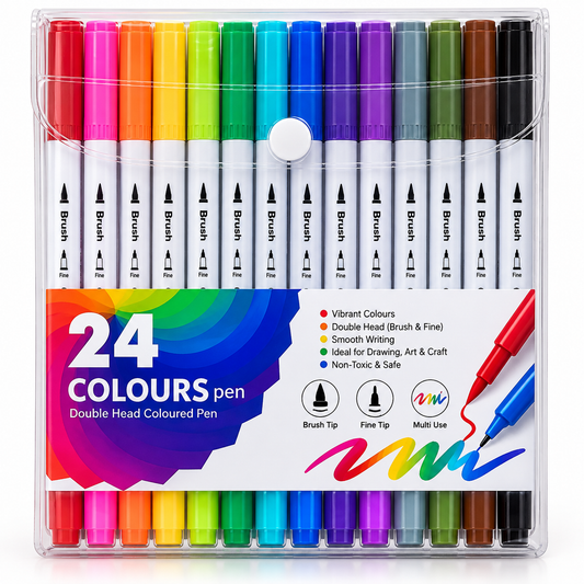 24 Colored Markers  Dual Brush Marker Pens,