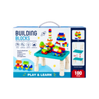 Elite Stationery House building blocks table set with 100 colorful plastic bricks in a display box