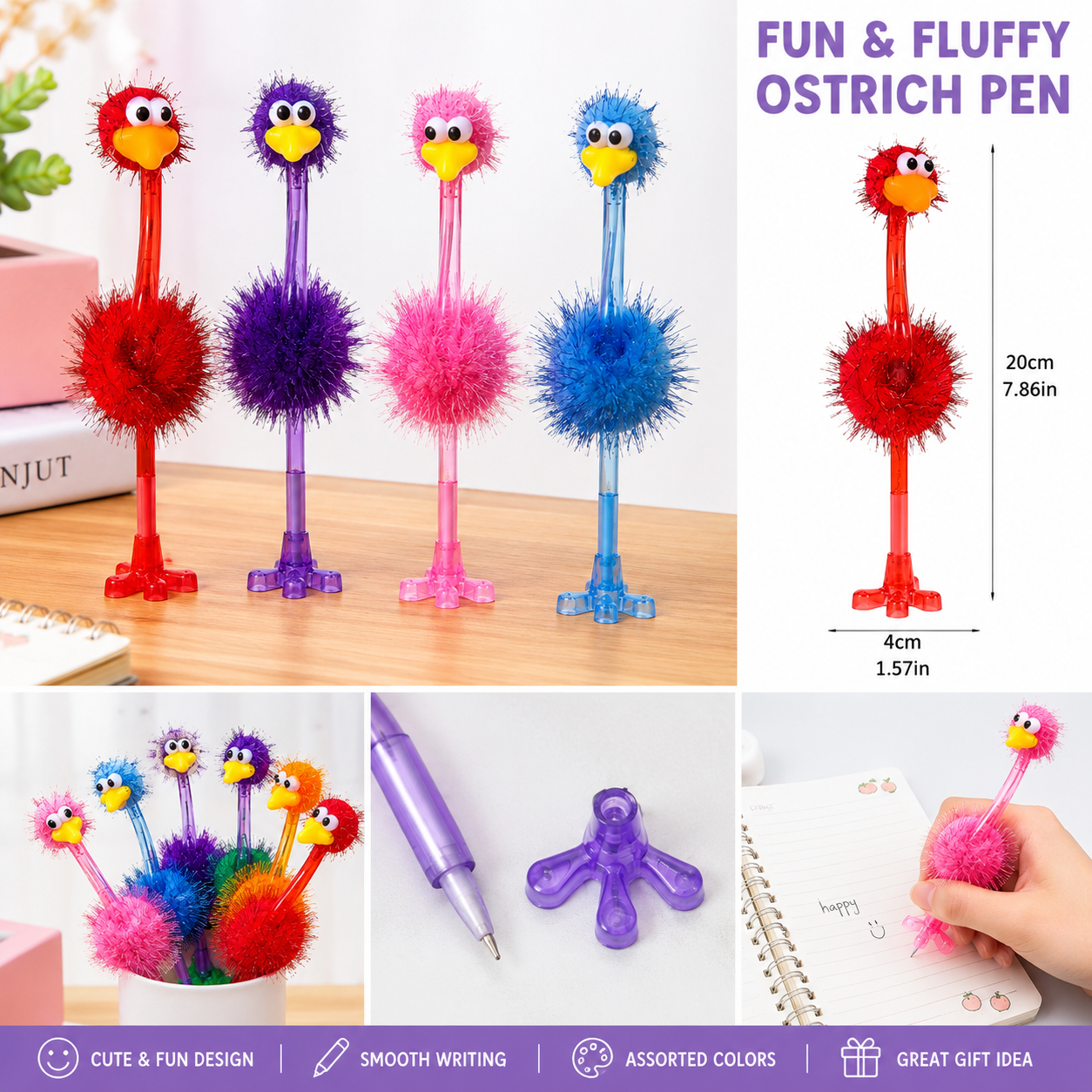 Vibrant Ostrich Themed Pens