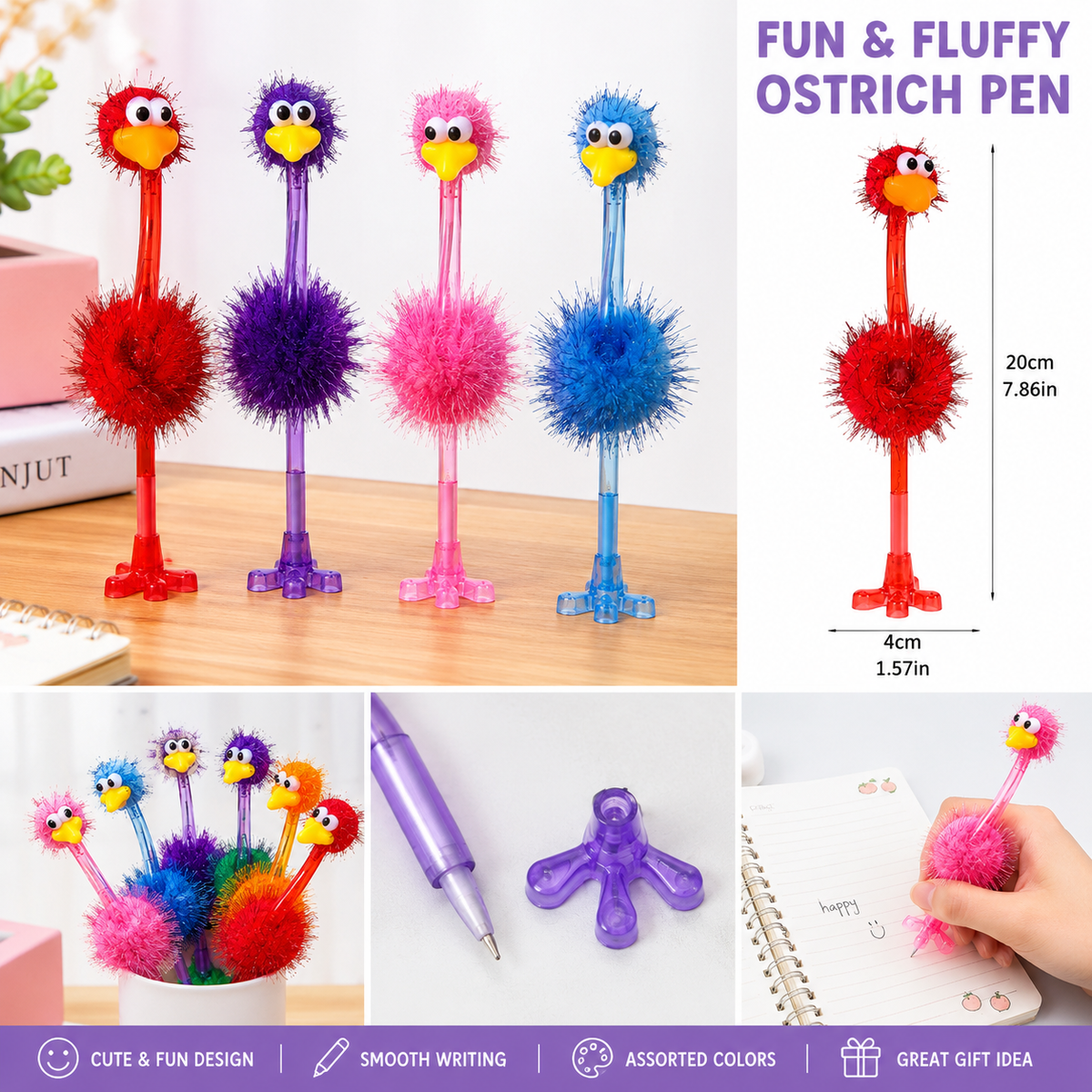 Vibrant Ostrich Themed Pens