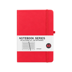 Elite Stationery House A5 red hardcover business notebook with 80 lined sheets and an elastic closure band