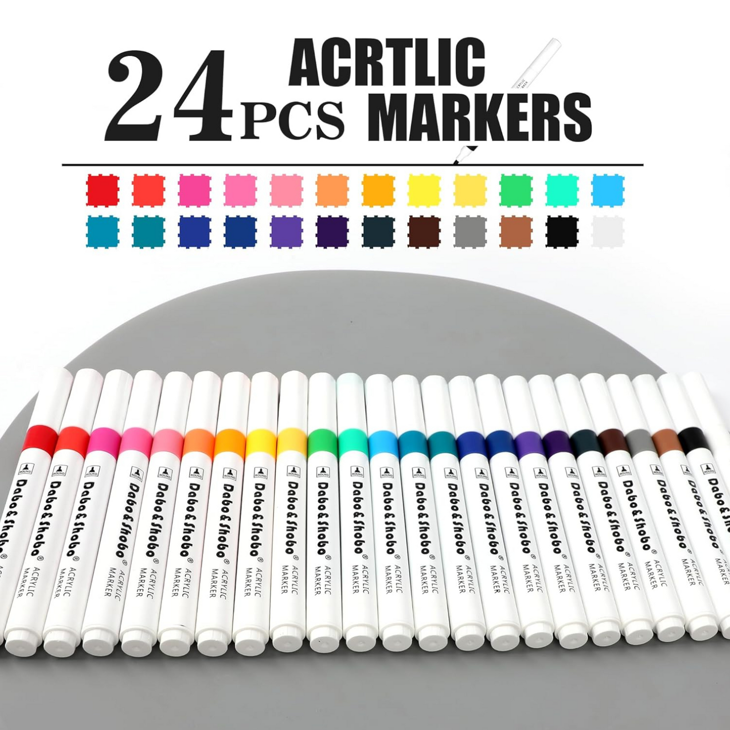 Acrylic 24 Colors, 2-3mm Premium Medium Tip, Acrylic Paint Markers
