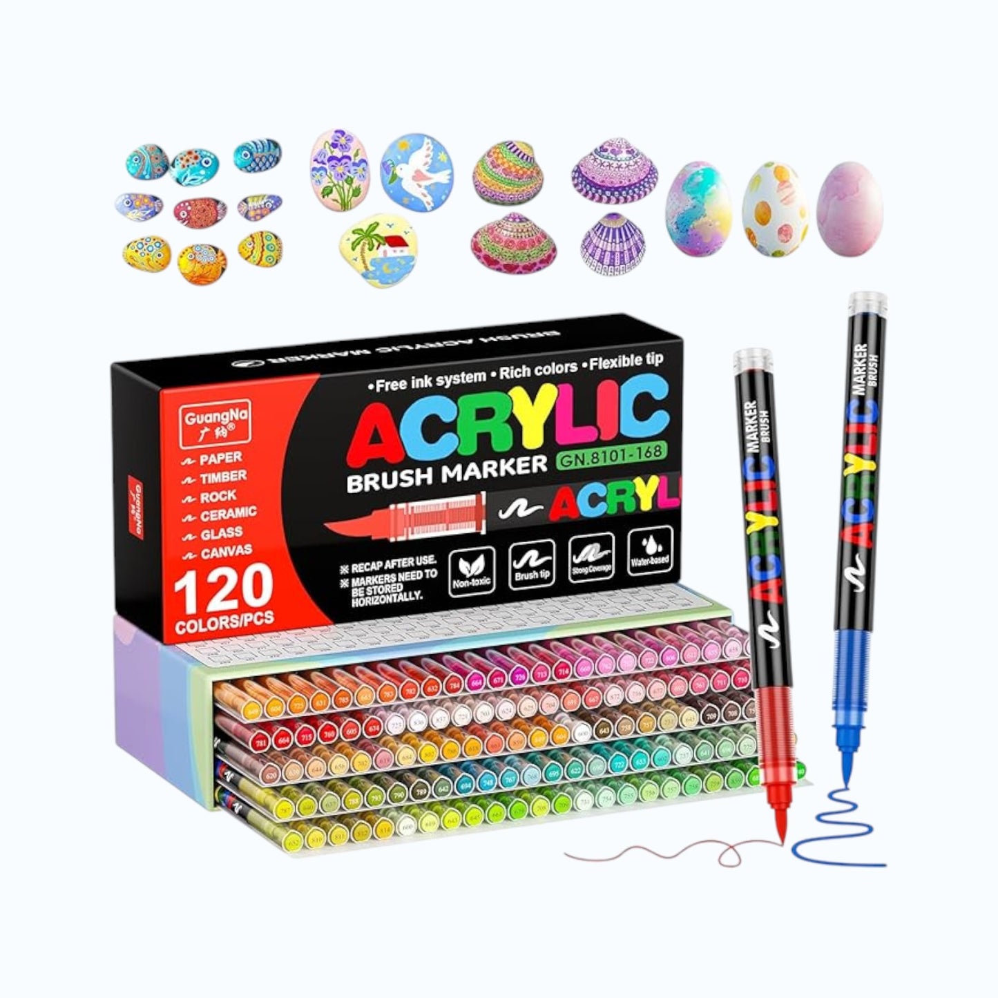 120 Colors Acrylic Paint M1arkers, Soft Brush Tip Pens