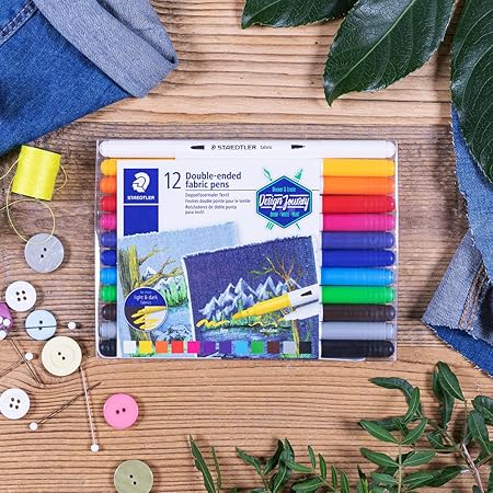 STAEDTLER Duo Tipped Fabric Marker 12 Pack, Assorted, 3190 TB12