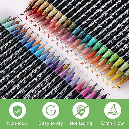 Brush Pens Dual Brush Fine Tip Drawing Pens Water-Based Coloring 80 Markers