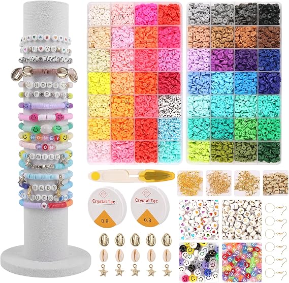 Clay Beads Bracelet Making Kit, 14610pc Set in 56 Colors