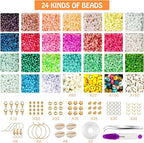24 Colors 24000 PCS Glass Seed Beads for Jewellery Making,