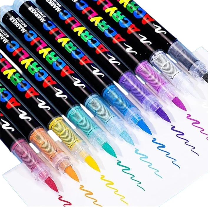 48 Set of Soft Brush Tip Acrylic Markers, Quick-Drying Waterproof