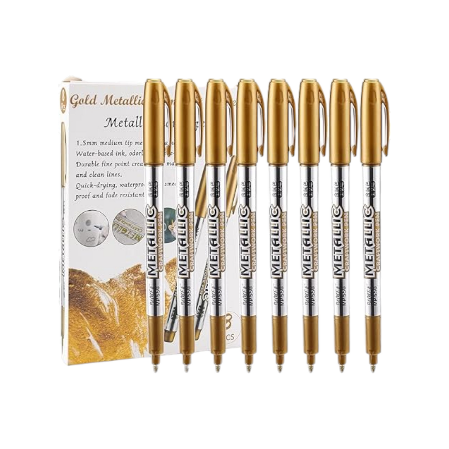 MYARTOOL Metallic Marker Pens, Gold Metallic Permanent Markers