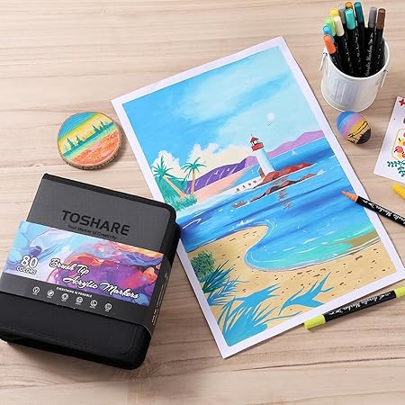 Brush Pens Dual Brush Fine Tip Drawing Pens Water-Based Coloring 80 Markers