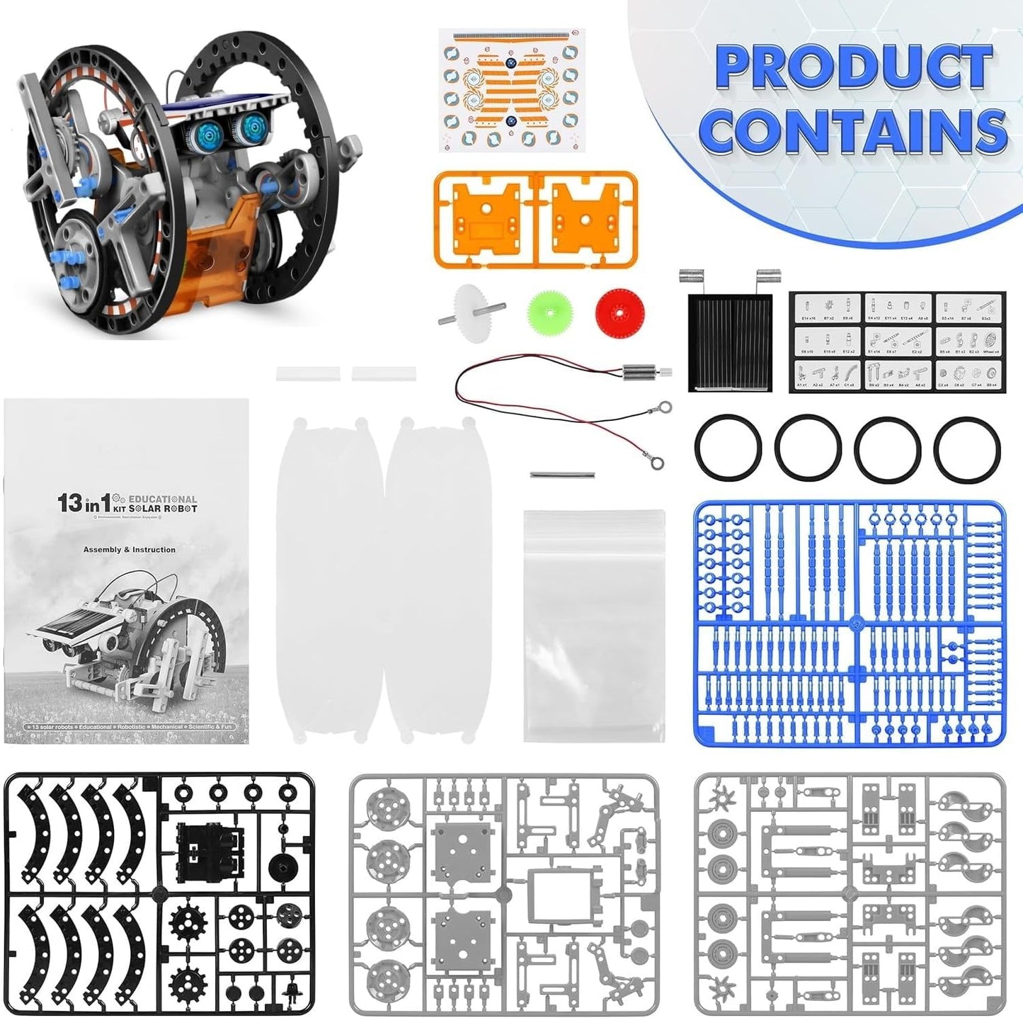 TOYS LAND STEM 13-in-1 Solar Robot, Educational Experiment DIY Robotic