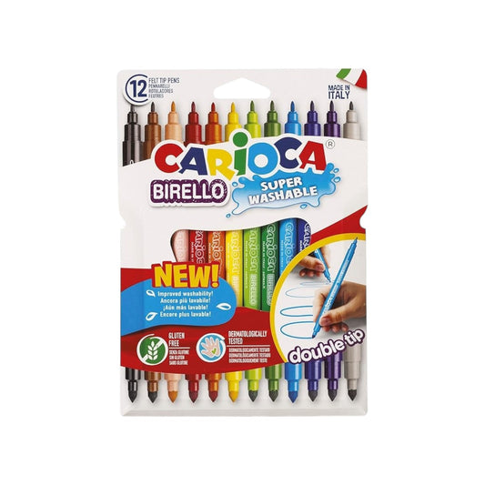Carioca car-42753 birello dual tip colored pen pack of 12/24 colors - multi color