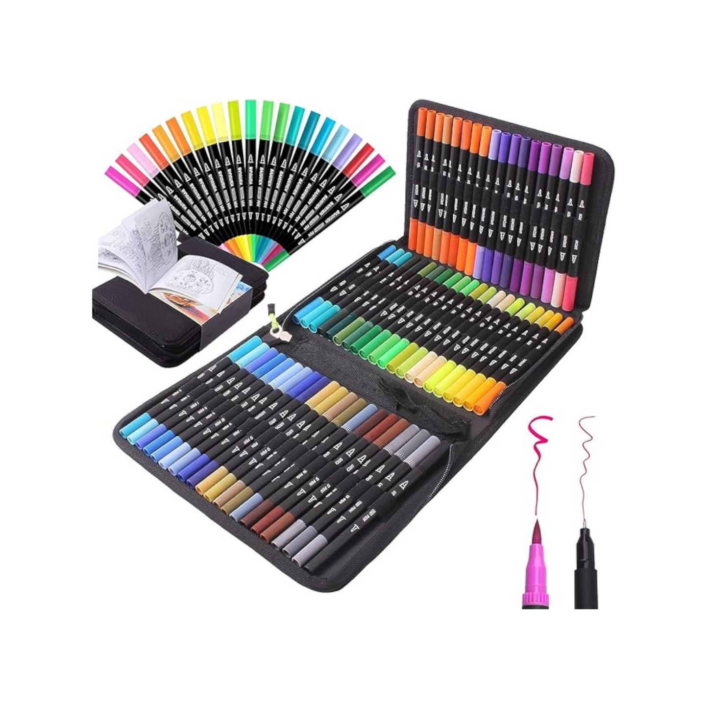 Brush Pens Dual Brush Fine Tip Drawing Pens  Pack of 60