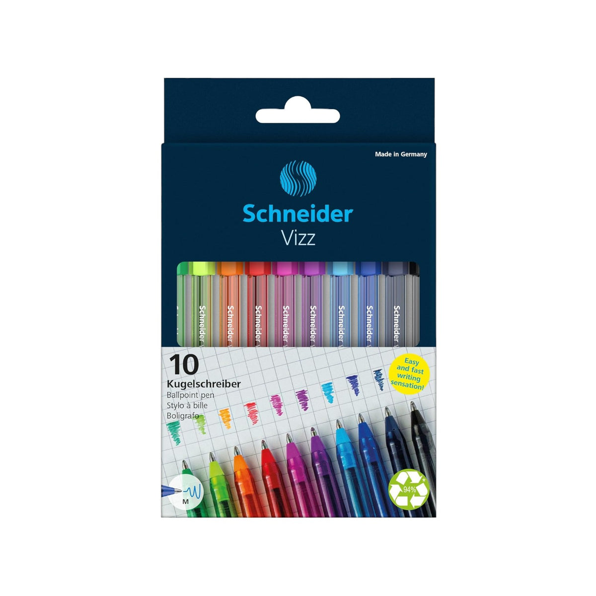 Schneider Ballpoint Pen Vizz M Assorted Wallet 10 pieces With Gelco Technology