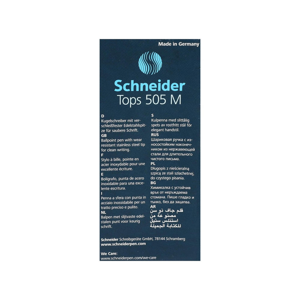 Schneider Tops 505 Ballpoint Pens, Medium Blue - 10 Pieces