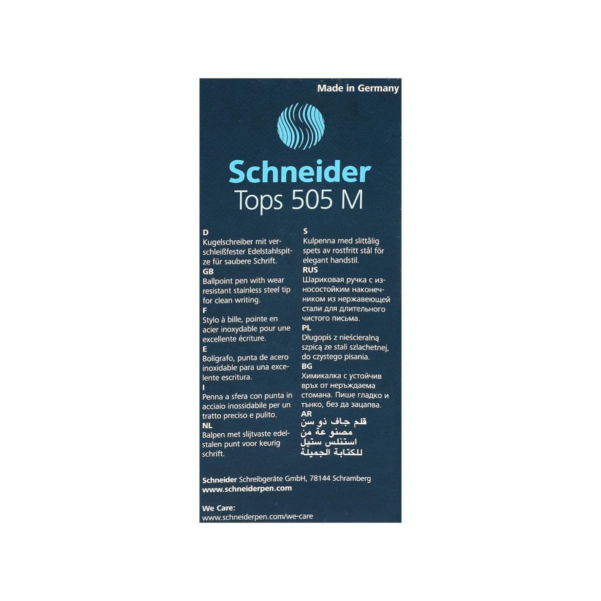 Schneider Tops 505 Ballpoint Pens, Medium Blue - 10 Pieces