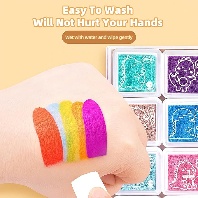 12 Color Stamp Pad,Water Colouring Book,Baby Safe Paint for Handprints ,Finger Paints