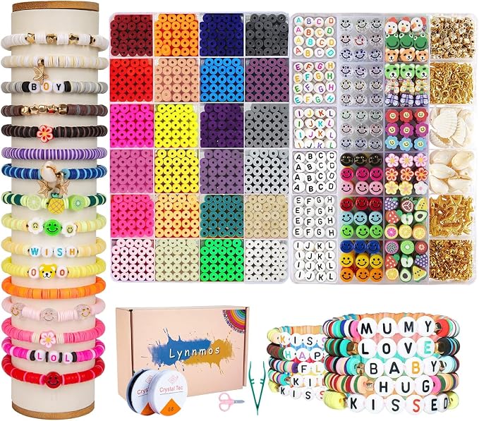 Clay Beads 7200 Pcs 2 Boxes Bracelet Making Kit - 24 Colors Polymer Clay Beads