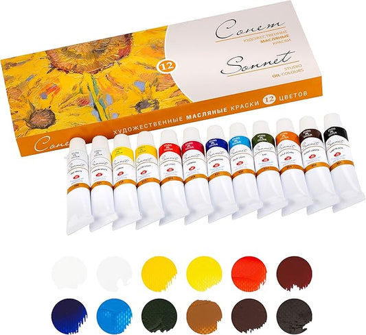 Sonnet 2641099 Oil Paint Tube 10 ml Set 12-Pieces
