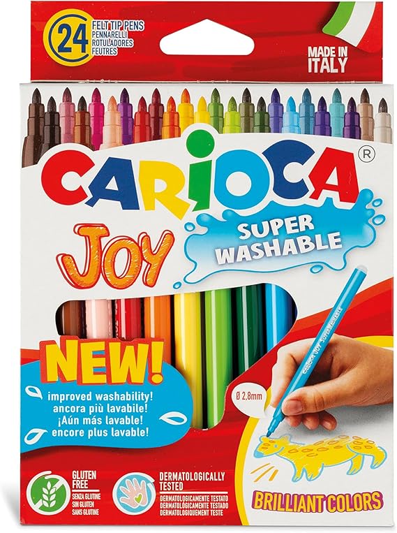 Carioca Super Washable Fine Nib Color Markers - Set of 12