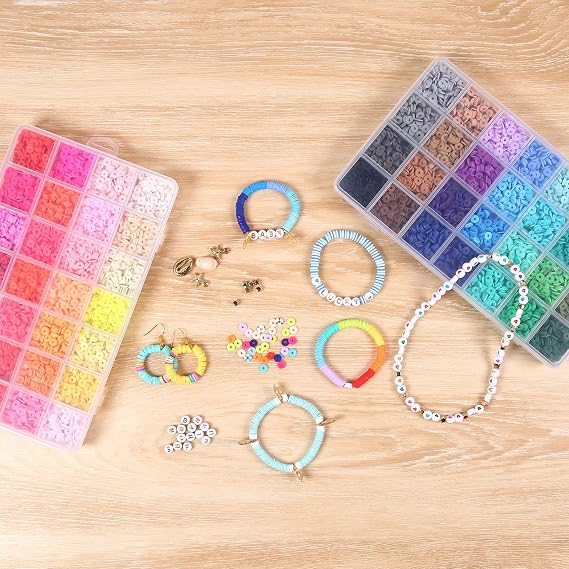 Clay Beads Bracelet Making Kit, 14610pc Set in 56 Colors