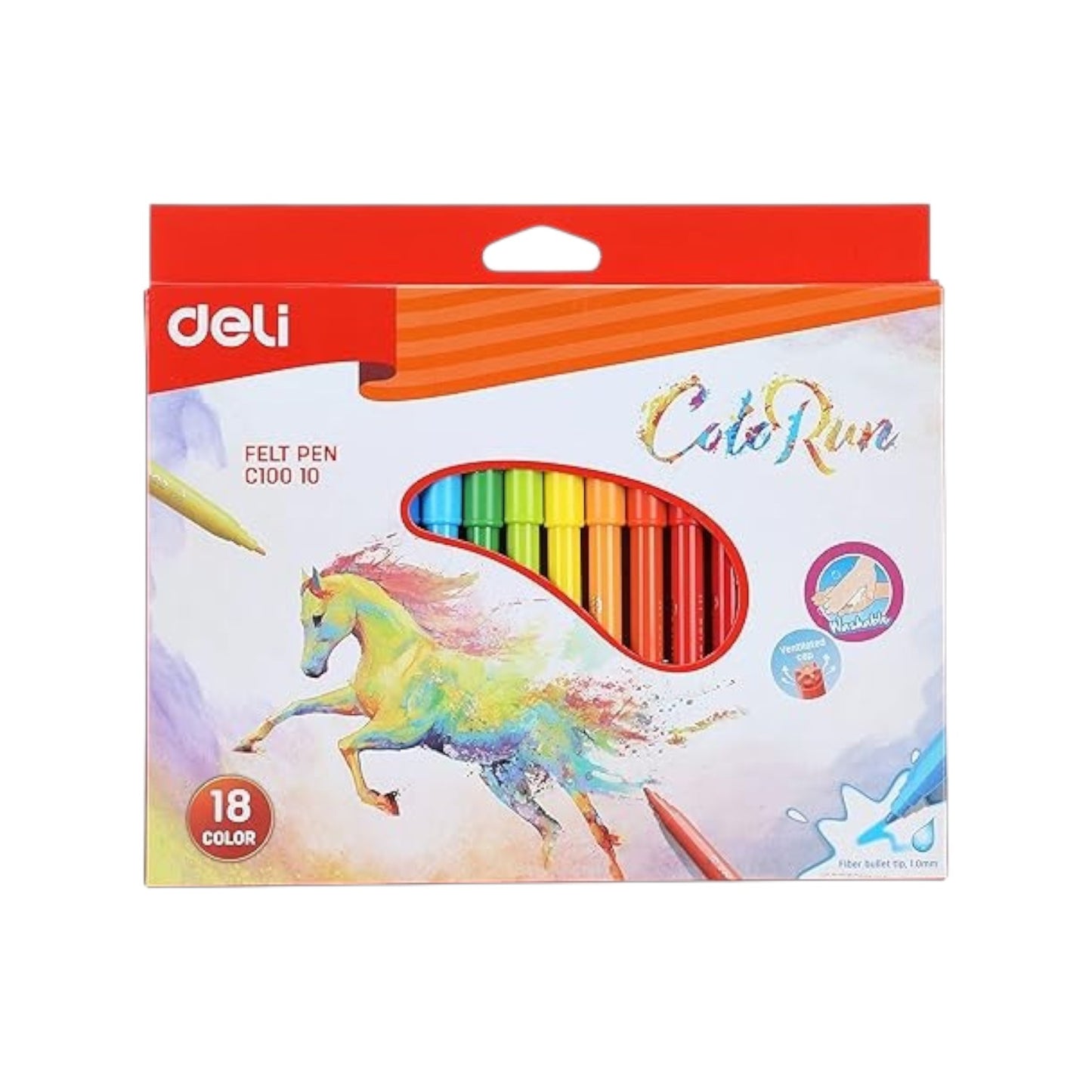 Deli C100 20 Felt Pen Washable Colors Pack Of 12/18/24 Colors 1.0 mm