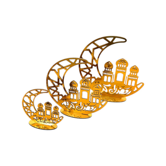 Crescent Set 3 Different Sizes For Ramadan Decor Wood Laser Luxury Shape 2