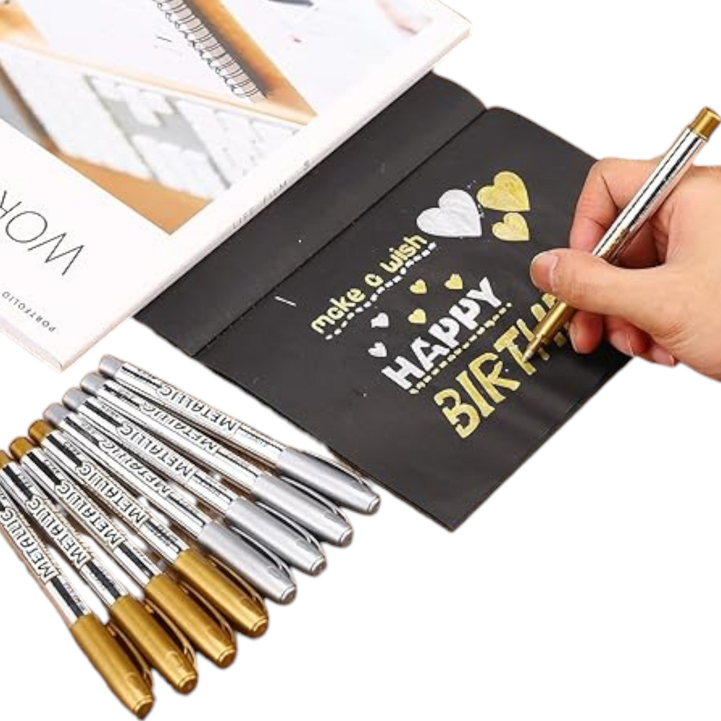 MYARTOOL Metallic Marker Pens, Gold Metallic Permanent Markers