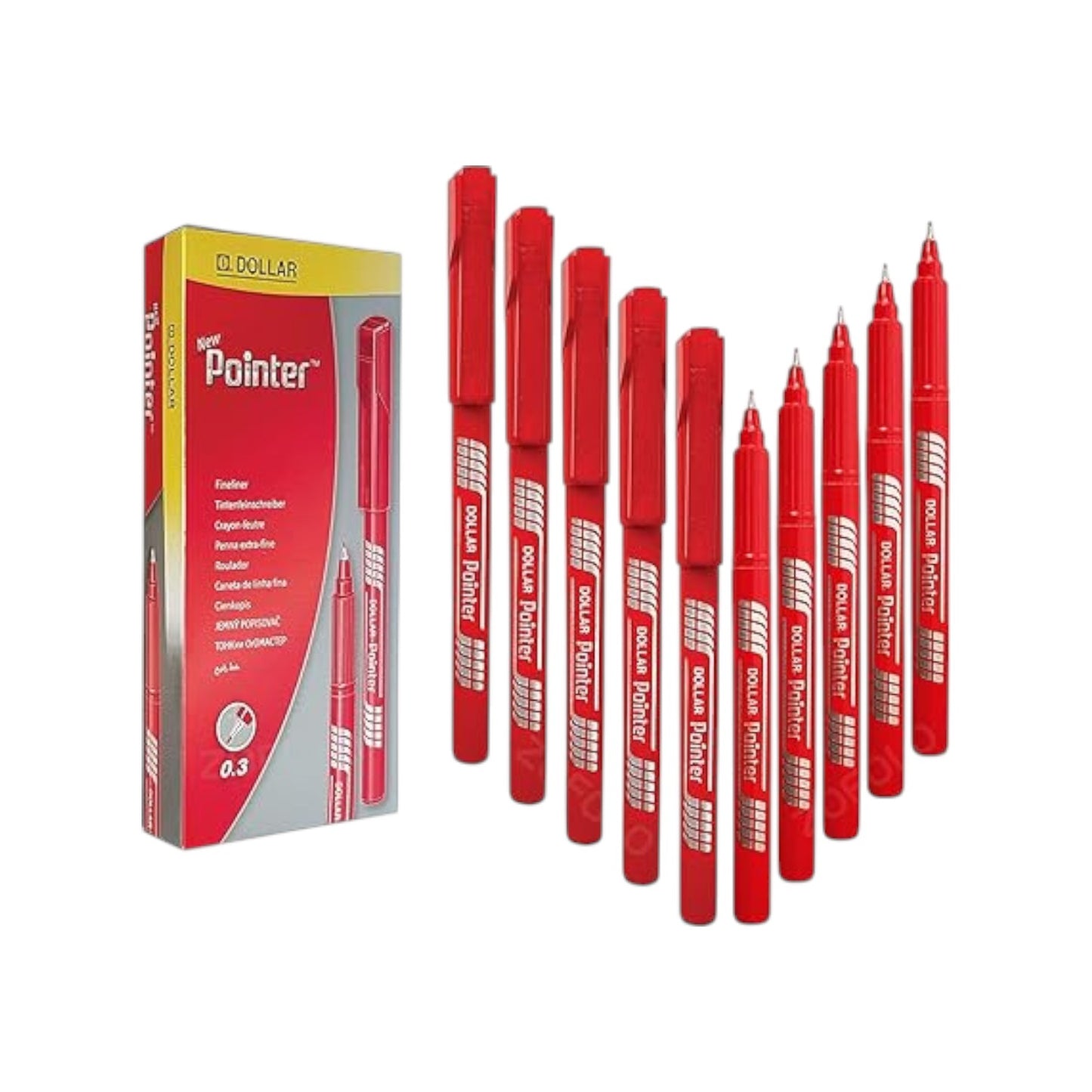 DOLLAR Fineliner Pens, RED, 0.3mm Ultra Fine Felt Tip