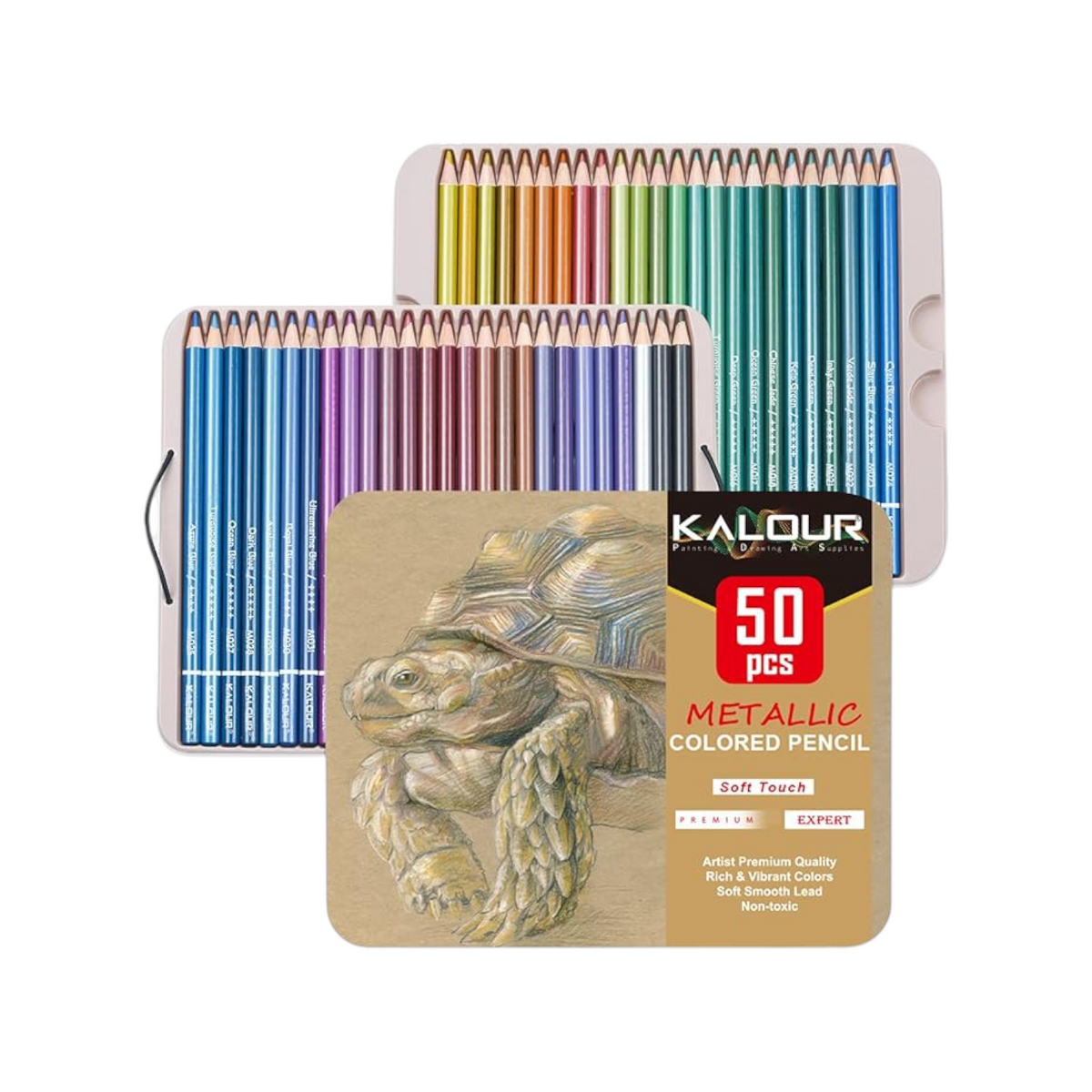 KALOUR Pro Metallic Colored Pencils, Set of 50 Colors