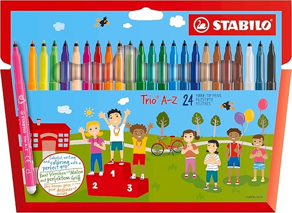 STABILO Trio A-Z Set Of Fibre Tip Colors +  Free Neon Colors