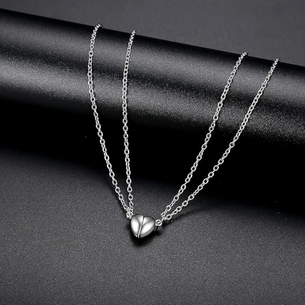 Matching Necklaces for Couples Best Friends Silver Heart