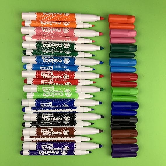 Carioca fabric liner textile t-shirt permanent marker, 6 - 10 - 12 colors