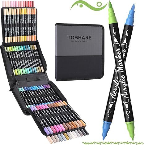 Brush Pens Dual Brush Fine Tip Drawing Pens Water-Based Coloring 80 Markers