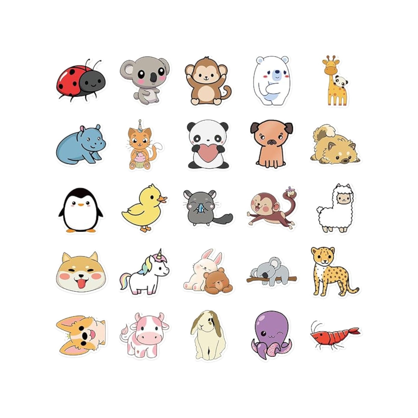 25 Pcs Cute Animal Stickers