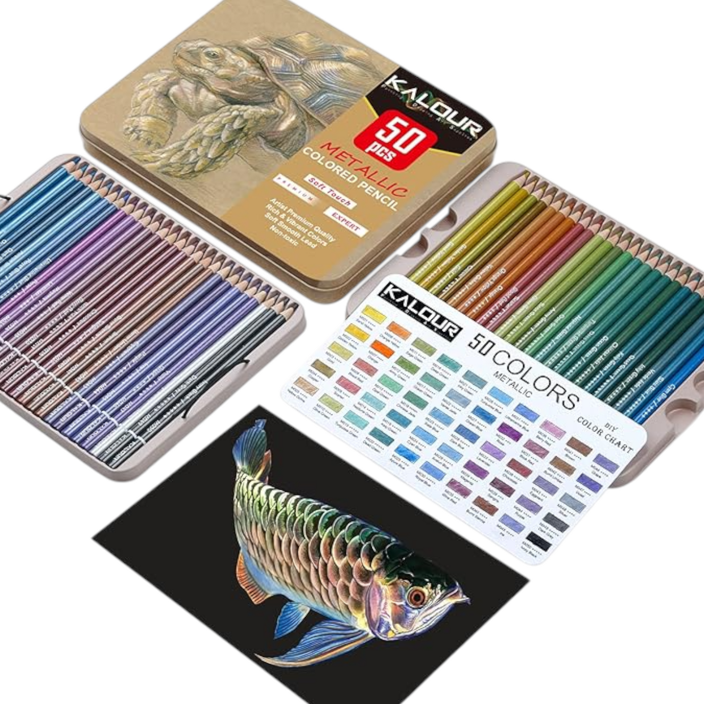KALOUR Pro Metallic Colored Pencils, Set of 50 Colors