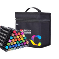 Elite Stationery House 40-piece Deli double-tip sketch marker set with bullet and chisel tips in a black carry case