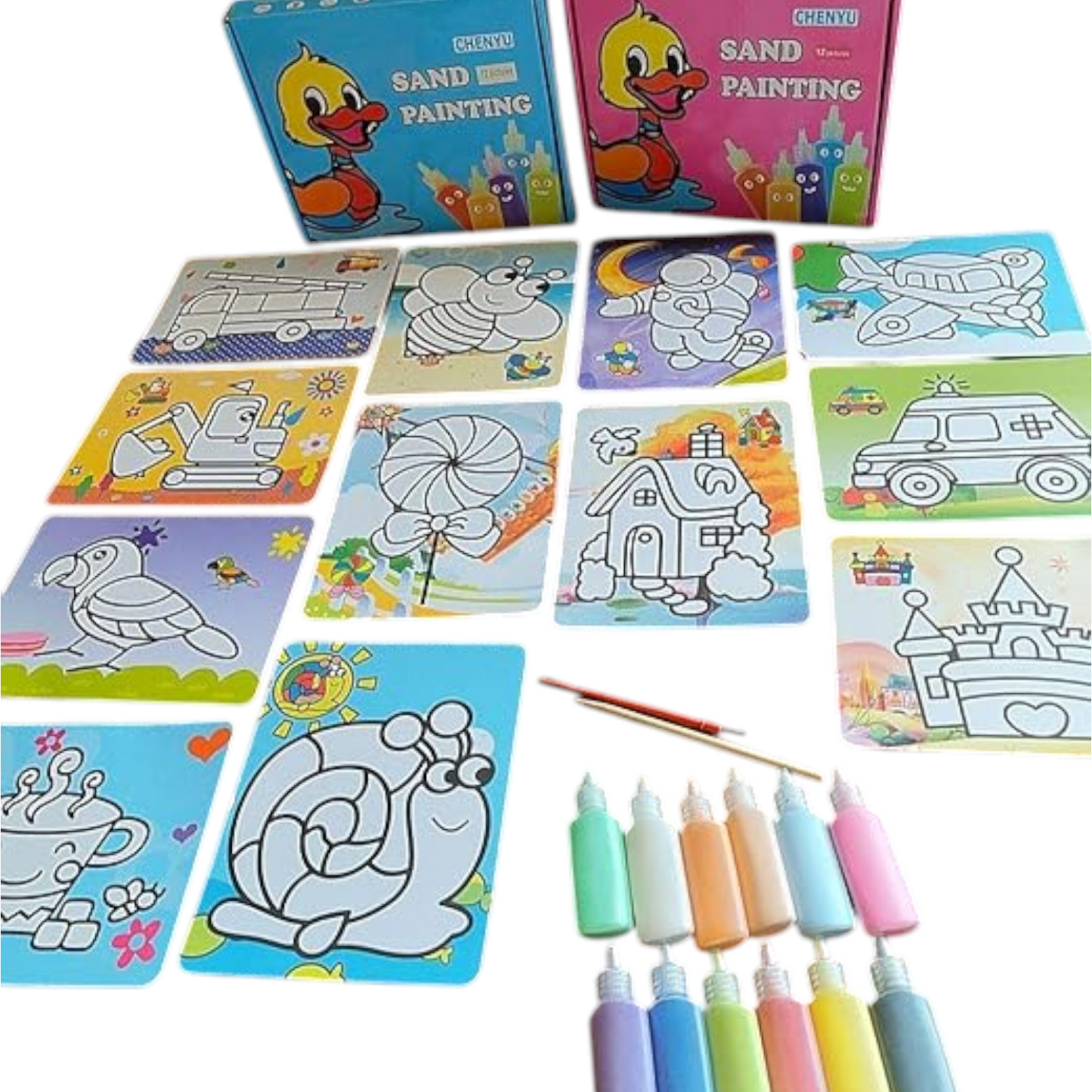 Sand Painting Kit for Kids 12 Pieces DIY Sand Bubble Painting